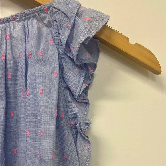 Lilly Pulitzer Top, Ruffle, Sleeveless, Blue w/Pink, Flowy, Feminine - Picture 8 of 12